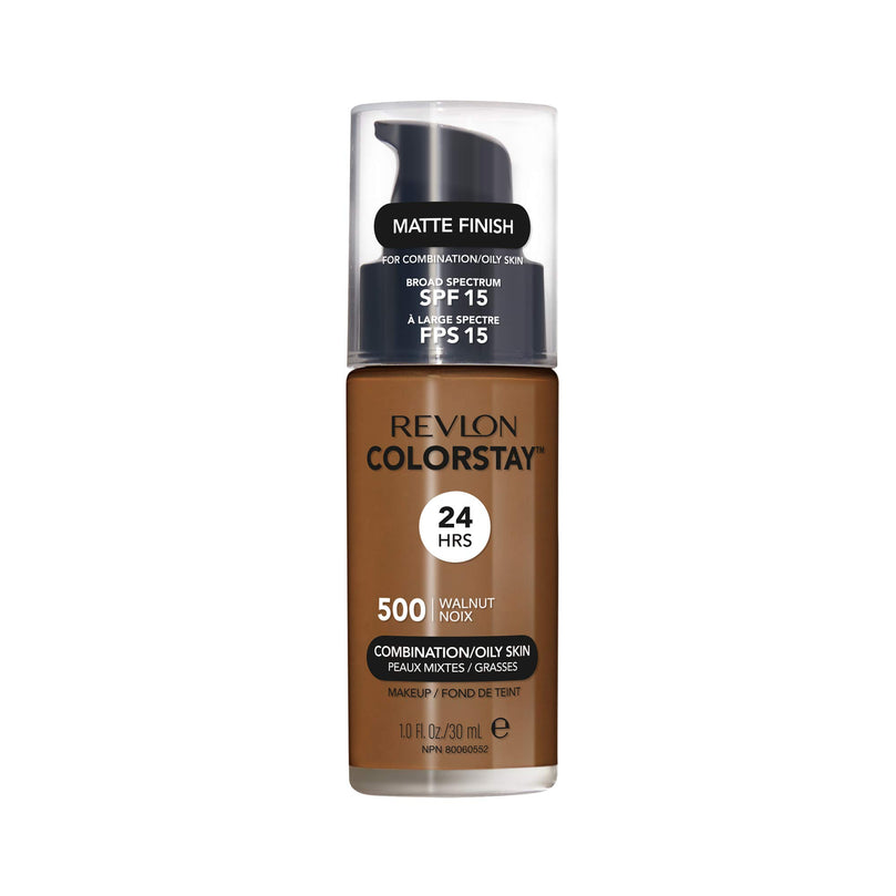 Revlon ColorStay Liquid Foundation, Face Makeup for Combination & Oily Skin - Walnut 500 1.0 oz