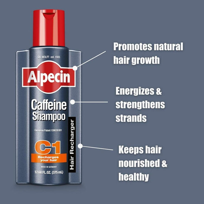 Alpecin C1 Caffeine Shampoo, 8.45 fl oz, Cleanses the Scalp to Promote Natural Hair Growth, Leaves Hair Feeling Thicker and Stronger