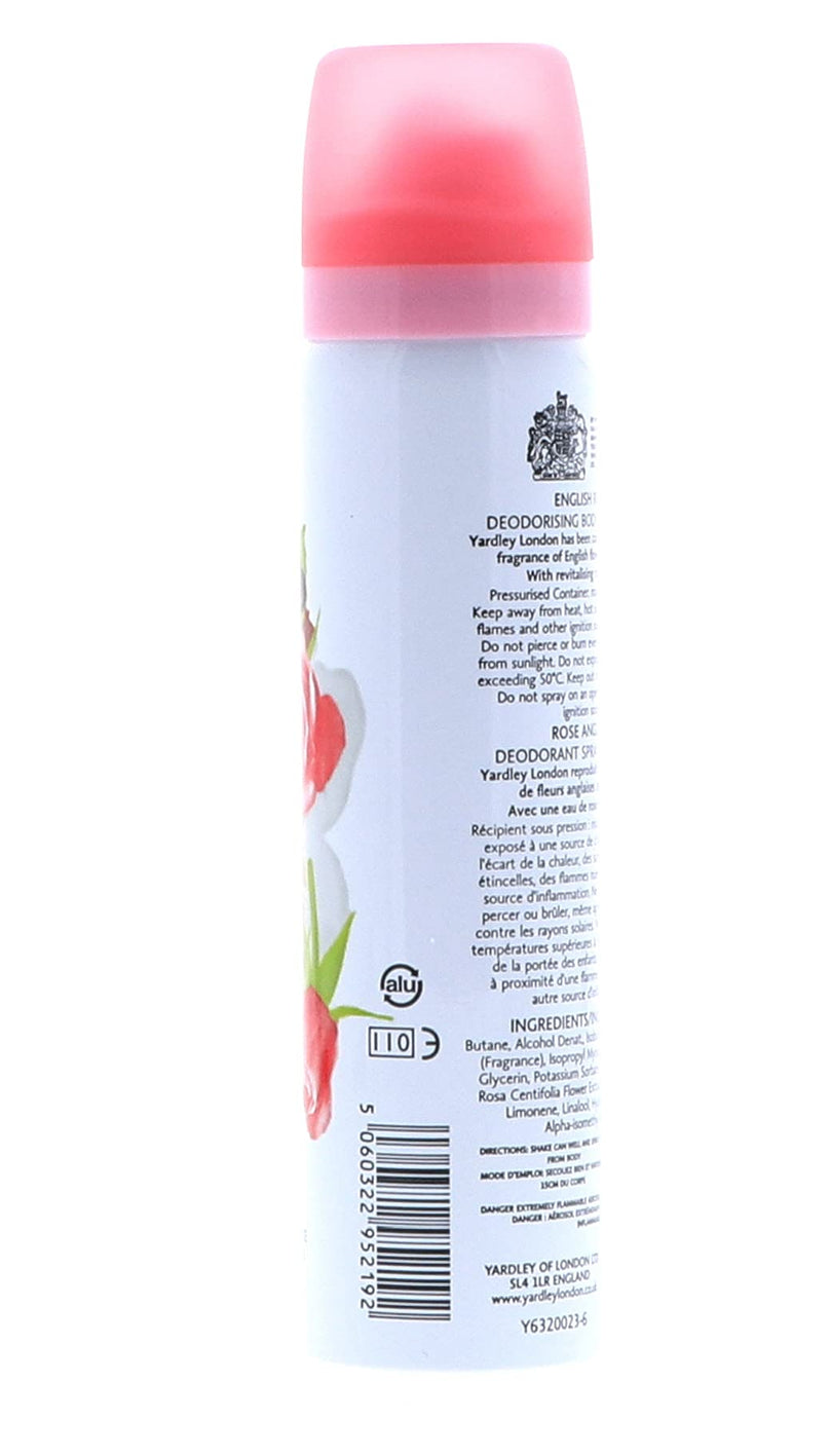 Three Packs of Yardley English Rose Body Spray 75ml by Yardley