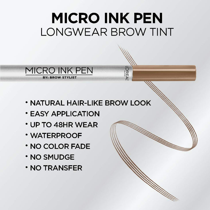 L'Oreal Paris Micro Ink Pen by Brow Stylist, Longwear Brow Tint - 633 Dark Blonde, 0.033 fl oz.