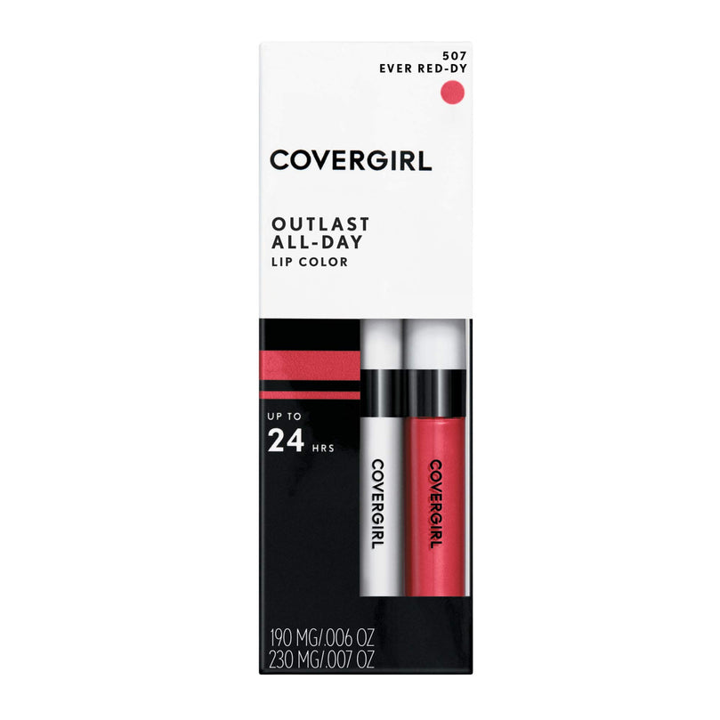 COVERGIRL Outlast All-Day Lip Color with Topcoat, Ever Red-Dy, Pack of 1