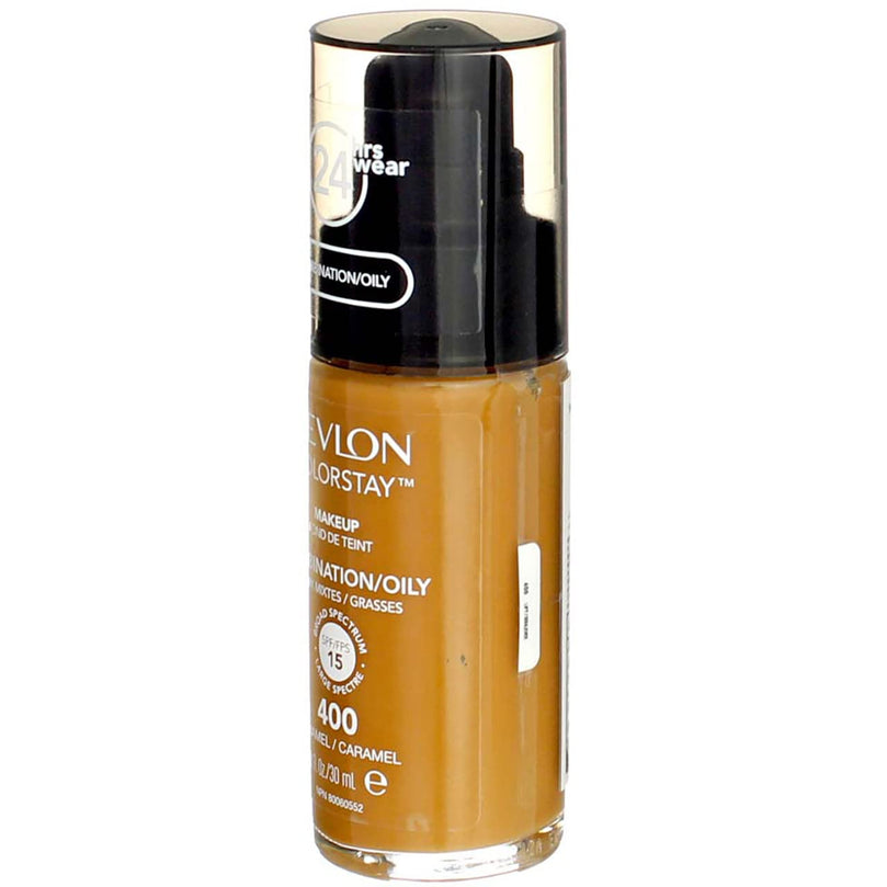 Revlon ColorStay Liquid Foundation Makeup, Matte Finish, Combination/Oily Skin, SPF 15, 400 Caramel, 1 fl oz