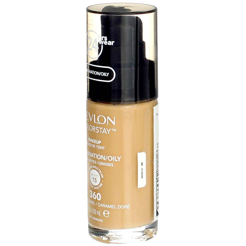Revlon ColorStay Liquid Foundation Makeup, Matte Finish, Combination/Oily Skin, SPF 15, 360 Golden Caramel, 1 fl oz