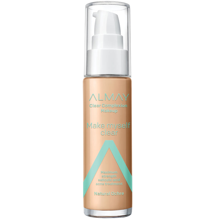 Almay Clear Complexion Makeup, Hypoallergenic, Cruelty Free, Fragrance Free, Dermatologist Tested Foundation, with Salicylic Acid, 1.0 oz - 510 Natural Ochre
