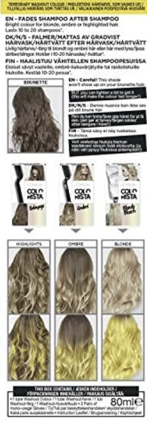 Loreal Paris Colorista Washout Neon Yellow Semi-Permanent Hair Dye 80ml (2 Pack)