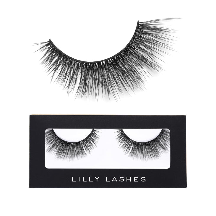 Lilly Lashes Premium Synthetic Lashes San Diego, Fake Eyelashes Natural Look, Flare Wispy Lash, False Lashes, Vegan Strip Lash, Reusable Up to 10 Wears, 15mm
