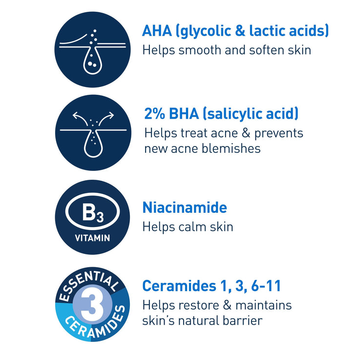 CeraVe Acne Control Gel, 2% Salicylic Acid Treatment With Glycolic Acid + Lactic Acids + Niacniamide, Acne Gel Helps Clear Blemishes Without Over Drying, Alcohol Free & Oil Free, 1.35 Fl Oz