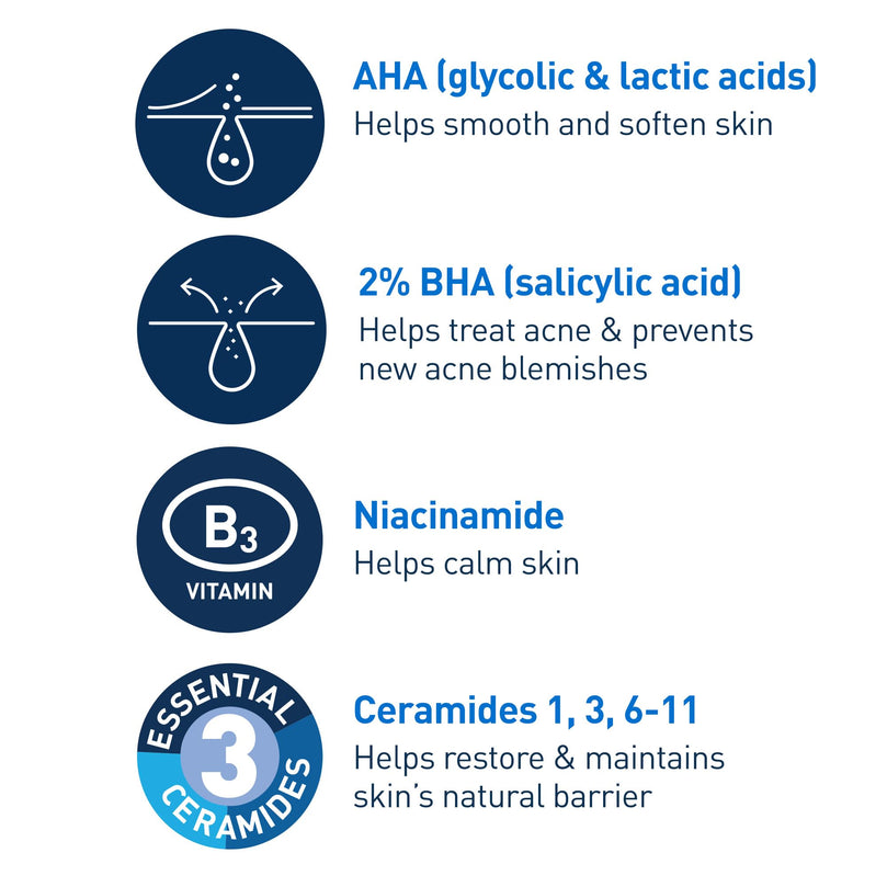 CeraVe Acne Control Gel, 2% Salicylic Acid Treatment With Glycolic Acid + Lactic Acids + Niacniamide, Acne Gel Helps Clear Blemishes Without Over Drying, Alcohol Free & Oil Free, 1.35 Fl Oz