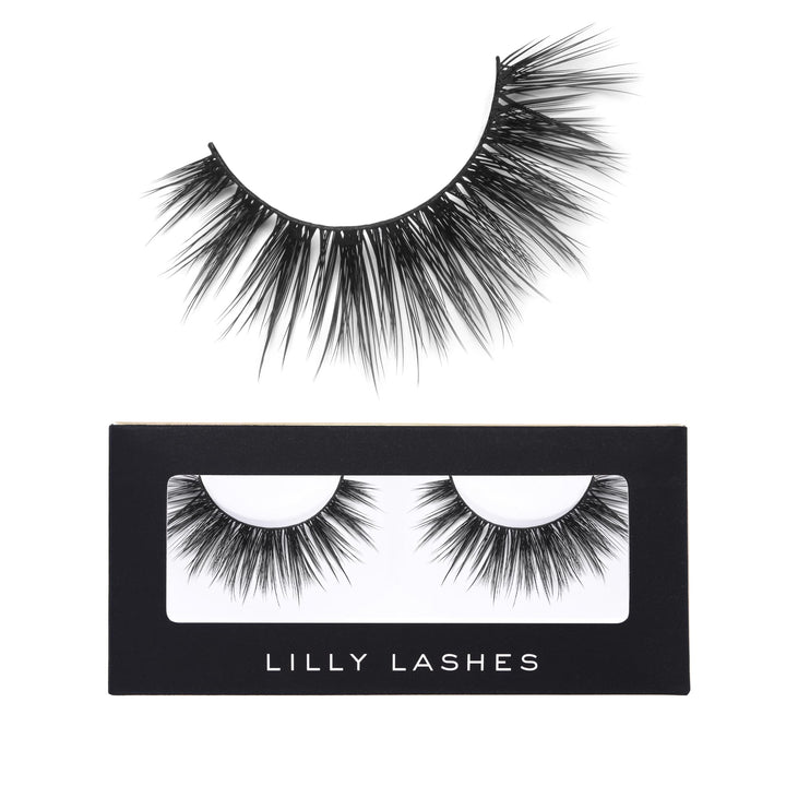 Lilly Lashes Premium Synthetic Lashes Boston, Fake Eyelashes Natural Look, Bold Full Bodied Natural Look, False Lashes, Vegan Strip Lash, Reusable Up to 10 Wears, 15mm