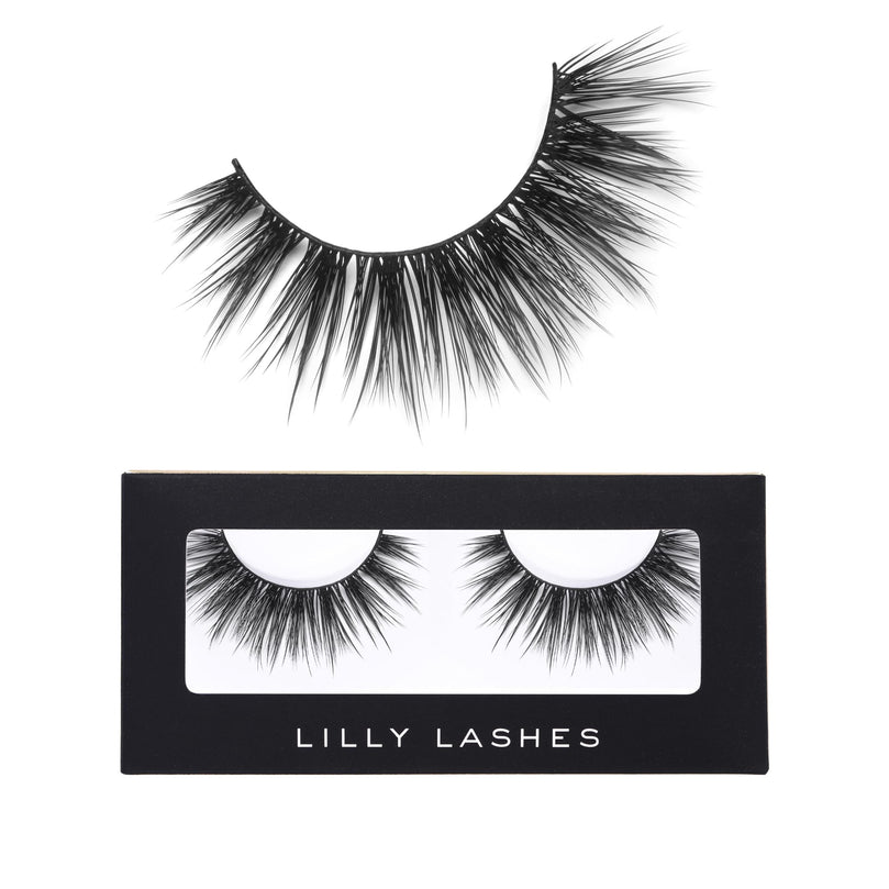 Lilly Lashes Premium Synthetic Lashes Boston, Fake Eyelashes Natural Look, Bold Full Bodied Natural Look, False Lashes, Vegan Strip Lash, Reusable Up to 10 Wears, 15mm