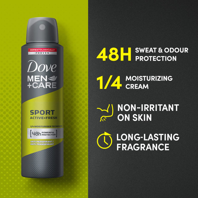 Dove Men Care Anti-Perpirant Deodorant Spray Sport Active Fresh 150Ml - Pack of 6 by Dove