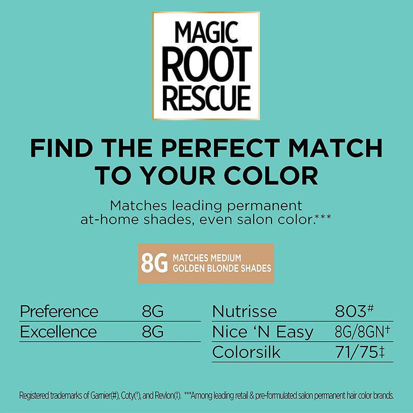Loreal Paris Magic Root Rescue 10 Minute Root Hair Coloring Kit 8G Medium Golden Brown, 2 count