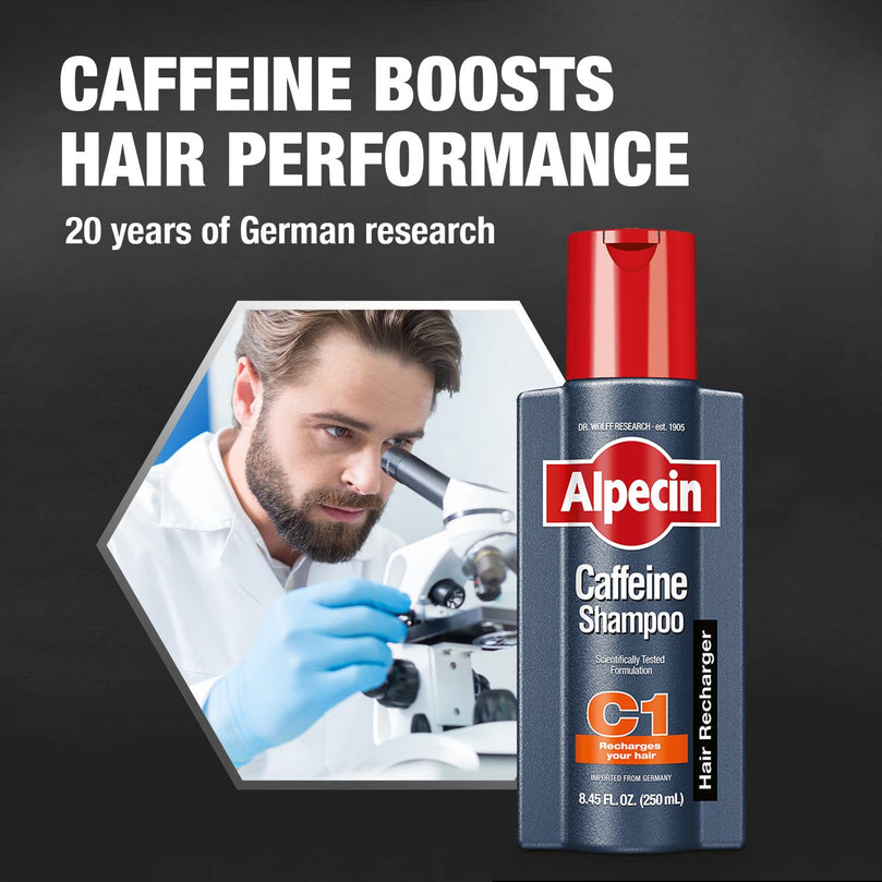 Alpecin C1 Caffeine Shampoo 8.45 fl Oz (Pack of 3) I Hair Performance Enhancer I Promotes Natural Hair Growth and Thickness I Energizes Scalp
