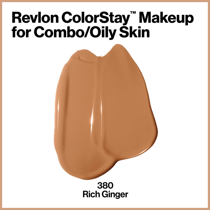 Revlon Liquid Foundation, ColorStay Face Makeup for Combination & Oily Skin, SPF 15 - 380 Rich Ginger, 1 fl oz