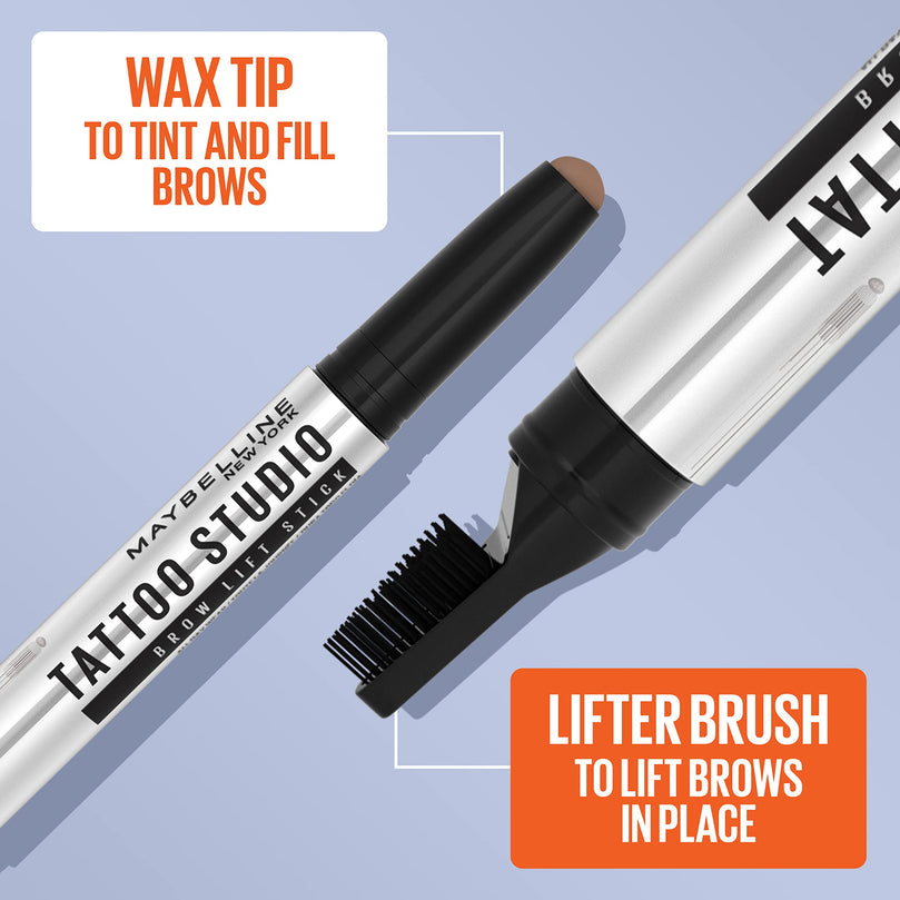 Maybelline TattooStudio Brow Lift Stick Makeup with Wax Conditioning Complex, Clear, 1 Count