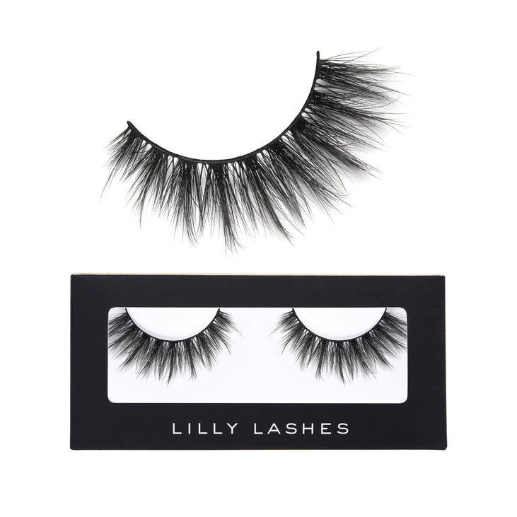 Lilly Lashes Premium Synthetic Lashes LA, Fake Eyelashes Natural Look, Full Bodied Natural Look, False Lashes, Vegan Strip Lash, Reusable Up to 10 Wears, 15mm