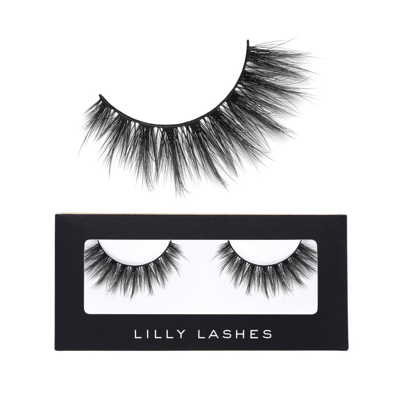Lilly Lashes Premium Synthetic Lashes LA, Fake Eyelashes Natural Look, Full Bodied Natural Look, False Lashes, Vegan Strip Lash, Reusable Up to 10 Wears, 15mm