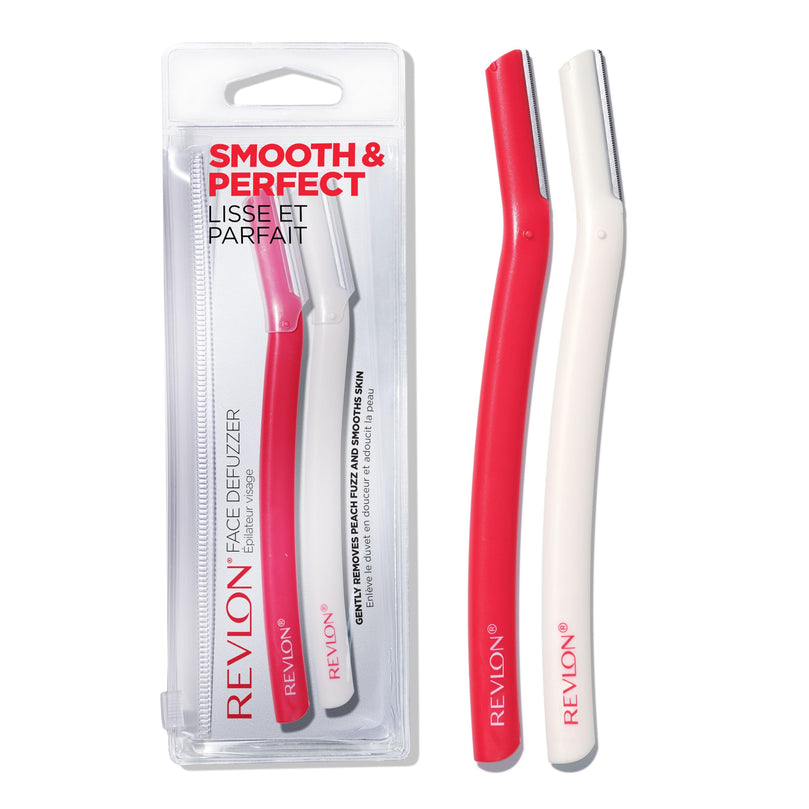 Revlon Face Defuzzers, High Precision Hair Removal and Dermaplaning Blade, Red and White, 2 count