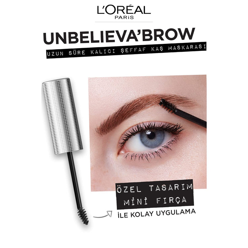 L'Oreal Paris Unbelieva-Brow Longwear Eyebrow Topcoat, Waterproof, Smudge-resistant, Transfer- Proof, Quick Drying, Easy and quick application with precise brush, Universal Transparent, 0.15 fl. oz.
