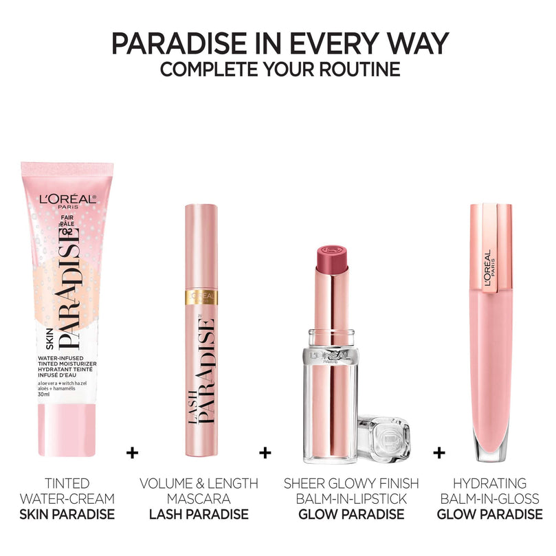 L'Oreal Paris Skin Paradise Water-infused Tinted Moisturizer with Broad Spectrum SPF 19 sunscreen lightweight, natural coverage up to 24h hydration for a fresh, glowing complexion, Deep 01, 1 fl oz