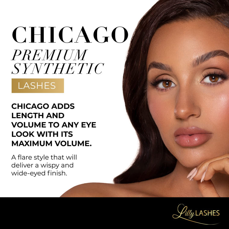 Lilly Lashes Premium Synthetic Lashes Chicago, Fake Eyelashes Natural Look, Flare Wispy Lash, False Lashes, Vegan Strip Lash, Reusable Up to 10 Wears, 15mm