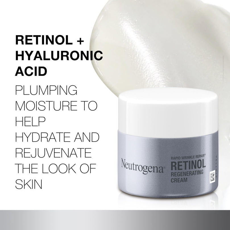 Neutrogena Rapid Wrinkle Repair Retinol Face Moisturizer, Daily Anti-Aging Face Cream with Retinol & Hyaluronic Acid to Fight Fine Lines, Wrinkles, & Dark Spots, 1.7 oz