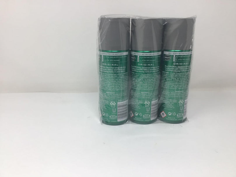 Brut 3 X Original Deodorant Body Spray 200Ml For Men Faberge