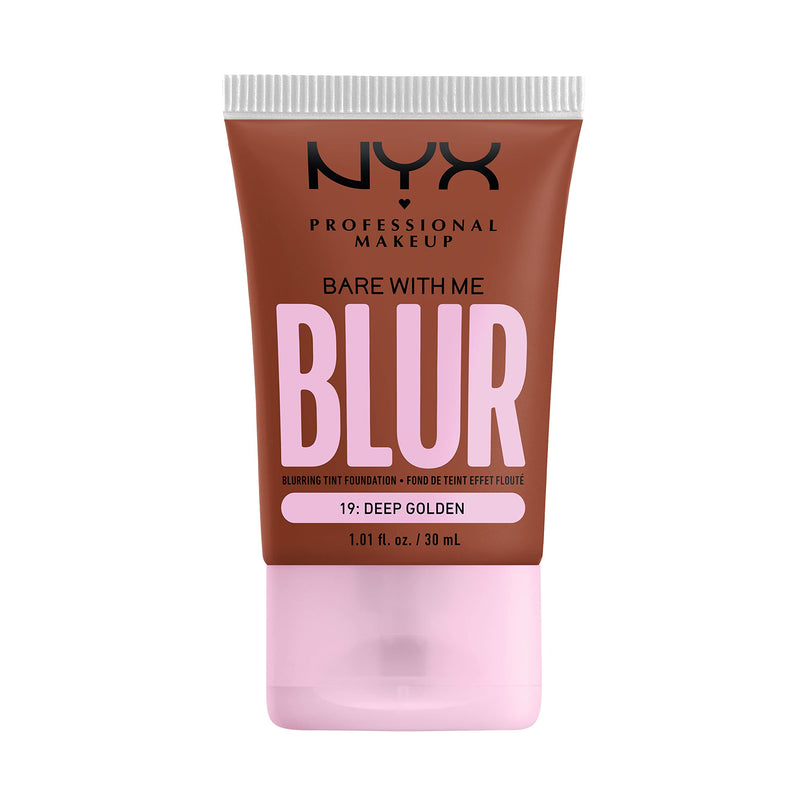 NYX PROFESSIONAL MAKEUP Bare With Me Blur Skin Tint Foundation Make Up with Matcha, Glycerin & Niacinamide - Deep Golden