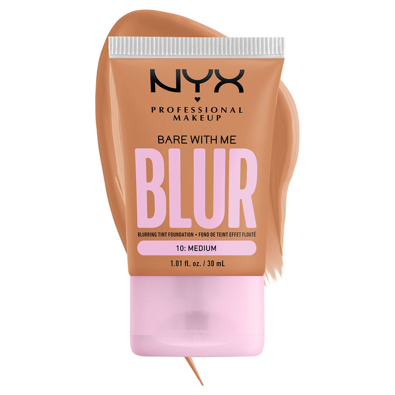 NYX PROFESSIONAL MAKEUP Bare With Me Blur Skin Tint Foundation Make Up with Matcha, Glycerin & Niacinamide - Medium
