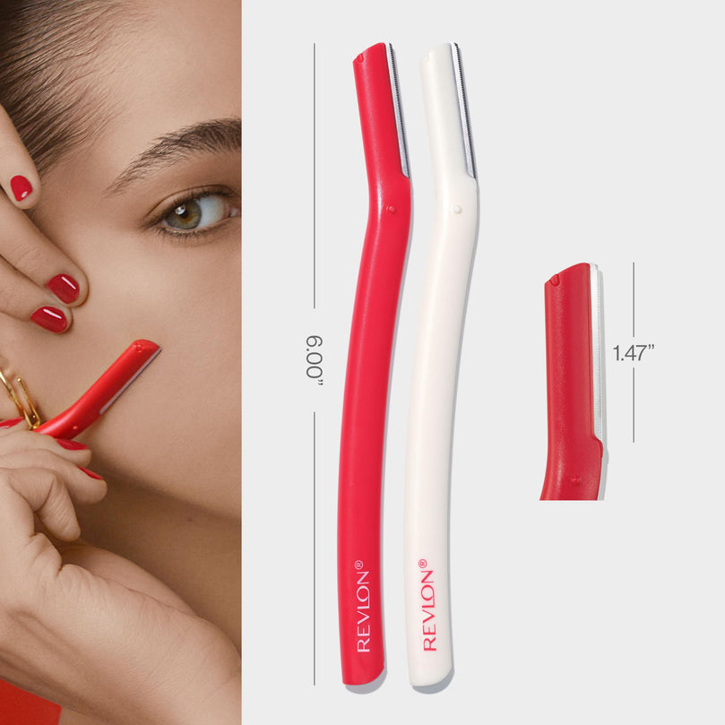 Revlon Face Defuzzers, High Precision Hair Removal and Dermaplaning Blade, Red and White, 2 count