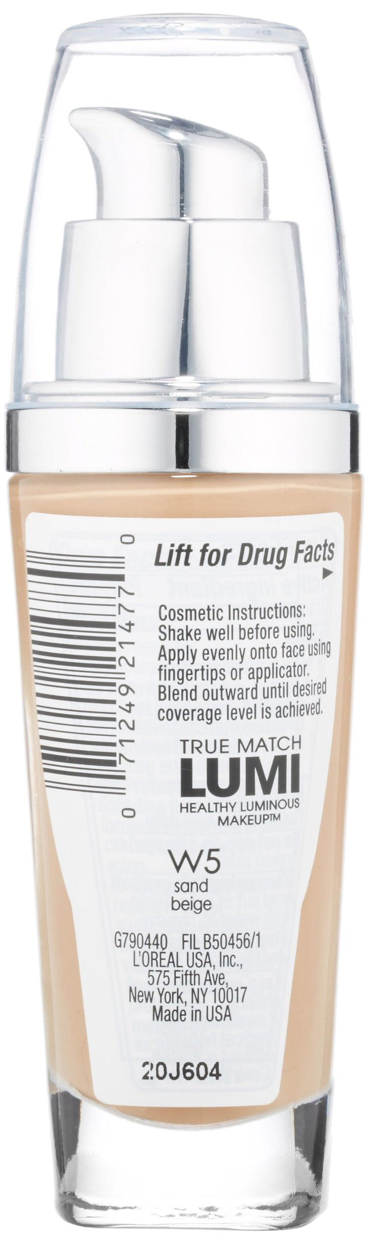 L'Oreal Paris True Match Lumi Healthy Luminous Makeup, W5 Sand Beige, 1 fl; oz.