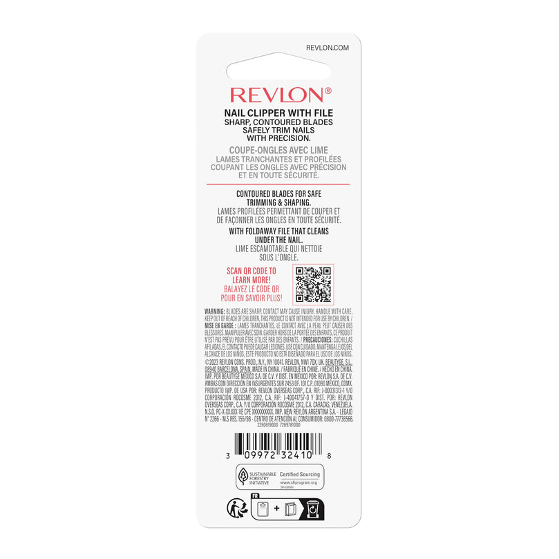 Revlon Nail Clipper With File, Manicure Care Tool With a Curved Blade for an Accurate Trimming and Grooming, Easy to Use (Pack of 1)