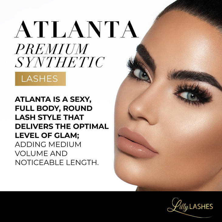 Lilly Lashes Premium Synthetic Lashes Atlanta, Fake Eyelashes Natural Look, Full Bodied Natural Look, False Lashes, Vegan Strip Lash, Reusable Up to 10 Wears, 15mm