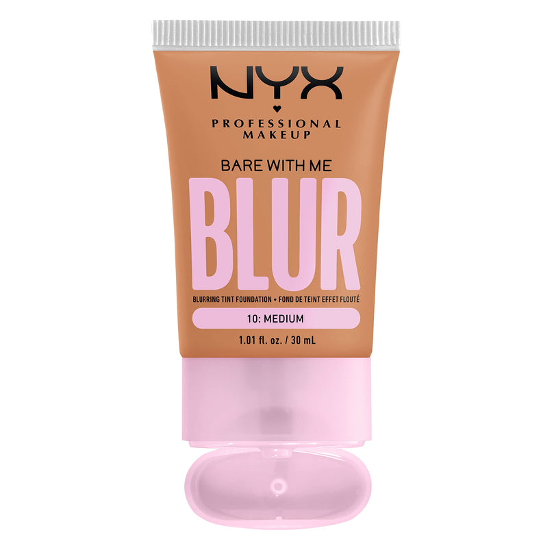 NYX PROFESSIONAL MAKEUP Bare With Me Blur Skin Tint Foundation Make Up with Matcha, Glycerin & Niacinamide - Medium