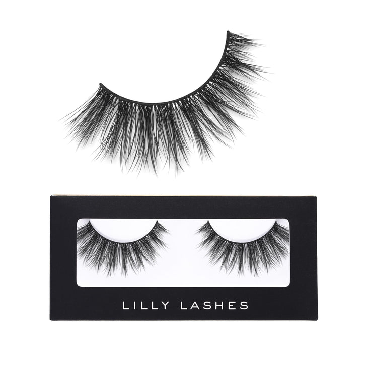 Lilly Lashes Premium Synthetic Lashes Chicago, Fake Eyelashes Natural Look, Flare Wispy Lash, False Lashes, Vegan Strip Lash, Reusable Up to 10 Wears, 15mm