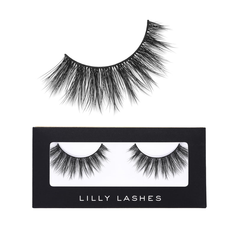Lilly Lashes Premium Synthetic Lashes Chicago, Fake Eyelashes Natural Look, Flare Wispy Lash, False Lashes, Vegan Strip Lash, Reusable Up to 10 Wears, 15mm