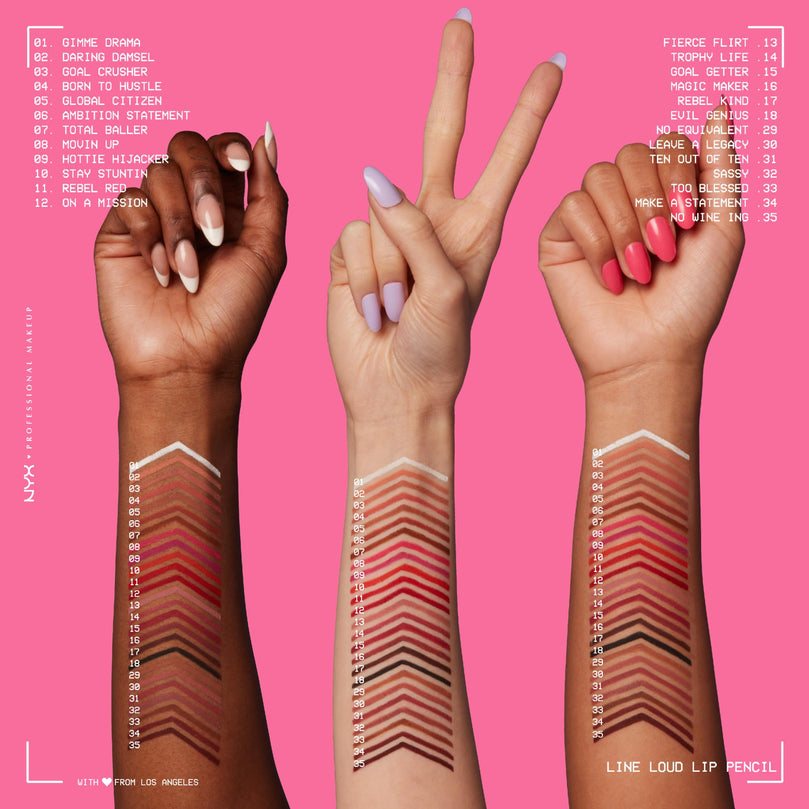 NYX PROFESSIONAL MAKEUP Line Loud Lip Liner, Longwear and Pigmented Lip Pencil with Jojoba Oil & Vitamin E - Total Baller (Rich Warm Brown)