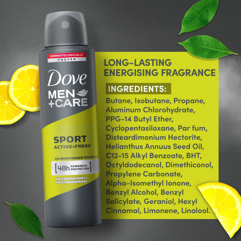 Dove Men Care Anti-Perpirant Deodorant Spray Sport Active Fresh 150Ml - Pack of 6 by Dove