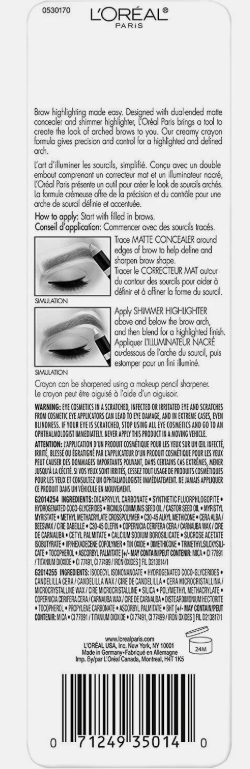 Loreal Paris Brow Stylist Brow Raiser Highlighter Duo #620 Medium