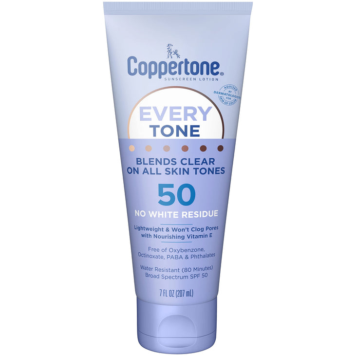 Coppertone Every Tone Spf 50 Sunscreen Lotion, Body & Face Sunscreen Lotion, 7 Fl Oz.