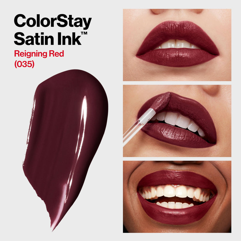 REVLON ColorStay Satin Ink Crown Jewels Liquid Lipstick 035 Reigning Red 0.17 fl oz.
