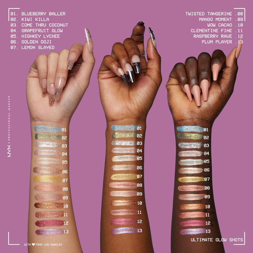 NYX PROFESSIONAL MAKEUP Ultimate Glow Shots, Liquid Eyeshadow, Long-Lasting Shimmer Eye Shadow with Vitamin C - Clementine Fine