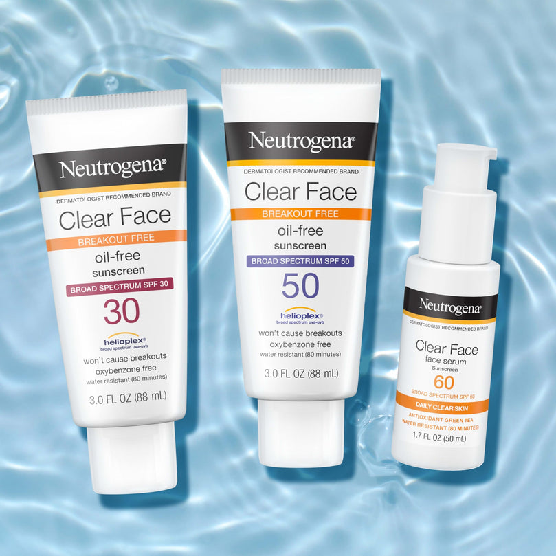 Neutrogena Clear Face Serum Sunscreen with Green Tea, Broad Spectrum SPF 60, Non-Comedogenic Face Sunscreen for Lightweight UVA/UVB Protection, Oxybenzone- & Fragrance-Free, 1.7 fl. oz