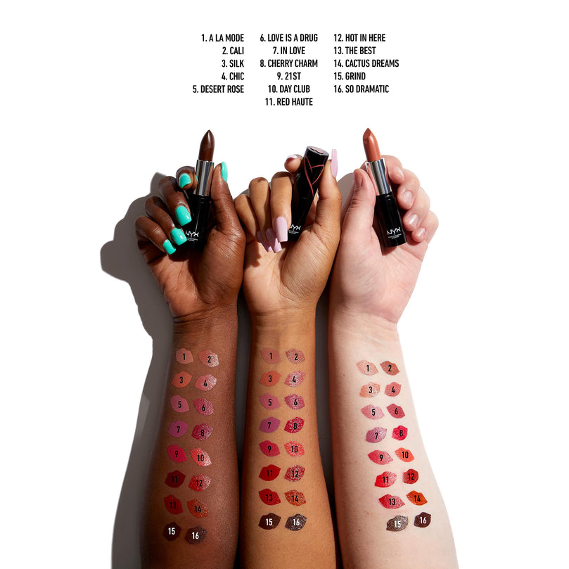NYX Professional Makeup Shout Loud Hydrating Satin Lipstick with Mango & Shea Butter, Red Haute