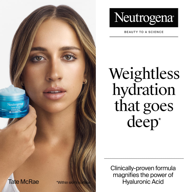Neutrogena Hydro Boost Water Gel with Signature Fragrance, Hyaluronic Acid Face Moisturizer for Normal to Oily Skin, Delivers Hydration for Refreshed, Dewy Skin, 1.7 fl. oz