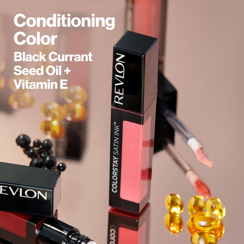 Revlon ColorStay Satin Ink Crown Jewels Long Lasting Lipstick with Vitamin E, 035 Reigning Red