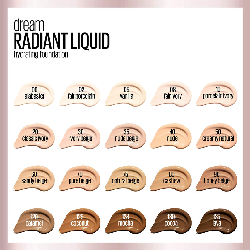 Maybelline Dream Radiant Liquid Hydrating Foundation - 10 Porcelain Ivory