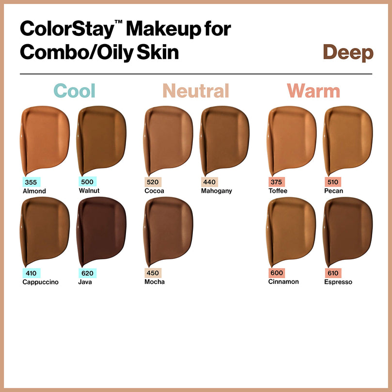 Revlon ColorStay Liquid Foundation, Face Makeup for Combination & Oily Skin - Walnut 500 1.0 oz
