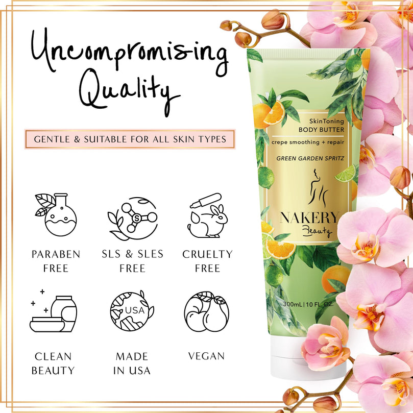 Nakery Body Butter Anti Aging Moisturizer - Body Cream Skin Tightening Cream & Neck Firming Cream, Moisturizing Cream & Neck Tightening Cream for Body & Face Cream for Dry Skin 300ml (Green Garden)