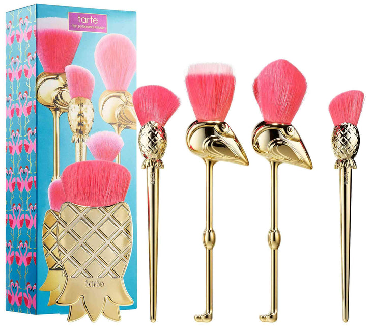 Tarte Let's Flamingle 5 Piece Brush Set Fla-Mingle Inspired by Flamingos & Pineapple